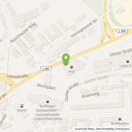 Standortübersicht der Tankstelle Aral Station in 58511 Lüdenscheid