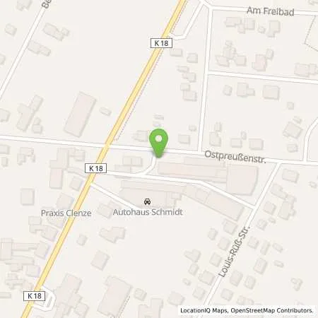 Standortübersicht der Tankstelle Raiffeisen Biomethantankstelle (Automatentankstelle) in 29459 Clenze