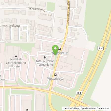 Standortübersicht der Erdgas (CNG) Tankstelle: Total Autohof Tennelohe in 91058, Erlangen
