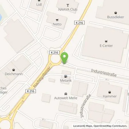 Standortübersicht der Tankstelle Freie Tankstelle Metank in 49324 Melle