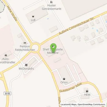 Standortübersicht der Tankstelle H2 MOBILITY in 08393 Meerane